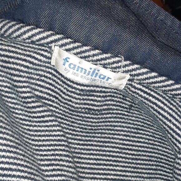 Boys Cute Size 5 6 Familiar Blue School Striped Teddy Bear Cardigan Sweater - Picture 6 of 6